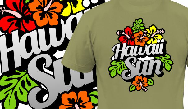 Descarga Vector Hawaii Sun para Camisetas en Serigrafia
